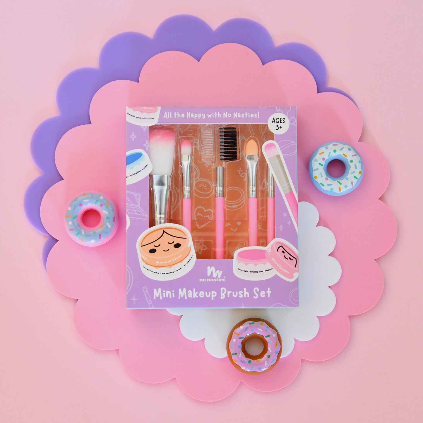 Nancy Purple Kids Natural Makeup Deluxe Box and Mini Brush Set Combo