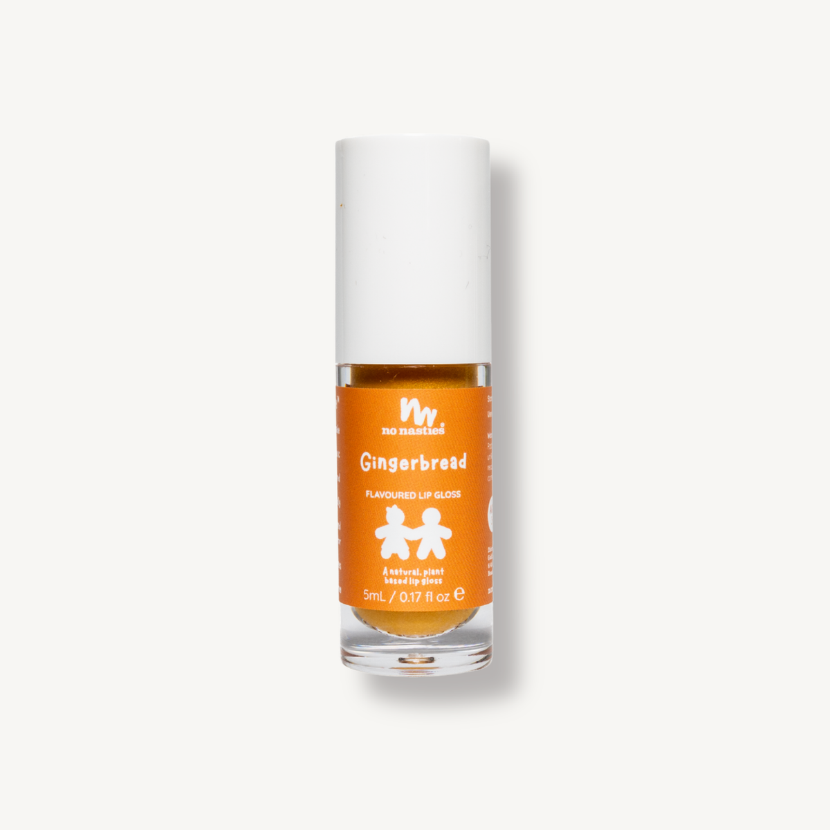 A 5ml bottle of WY No. 9 Nail Art in the Gingerbread flavor, featuring a white cap and an orange label with white text and gingerbread man graphics, set against a light off-white background.