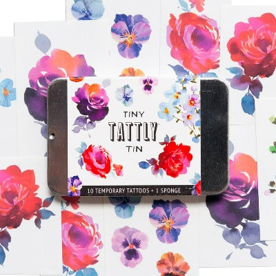 Floral tattoos in a tin