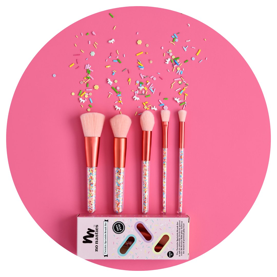 pink-with-sprinkles-makeup-brushes-dark-pink-background