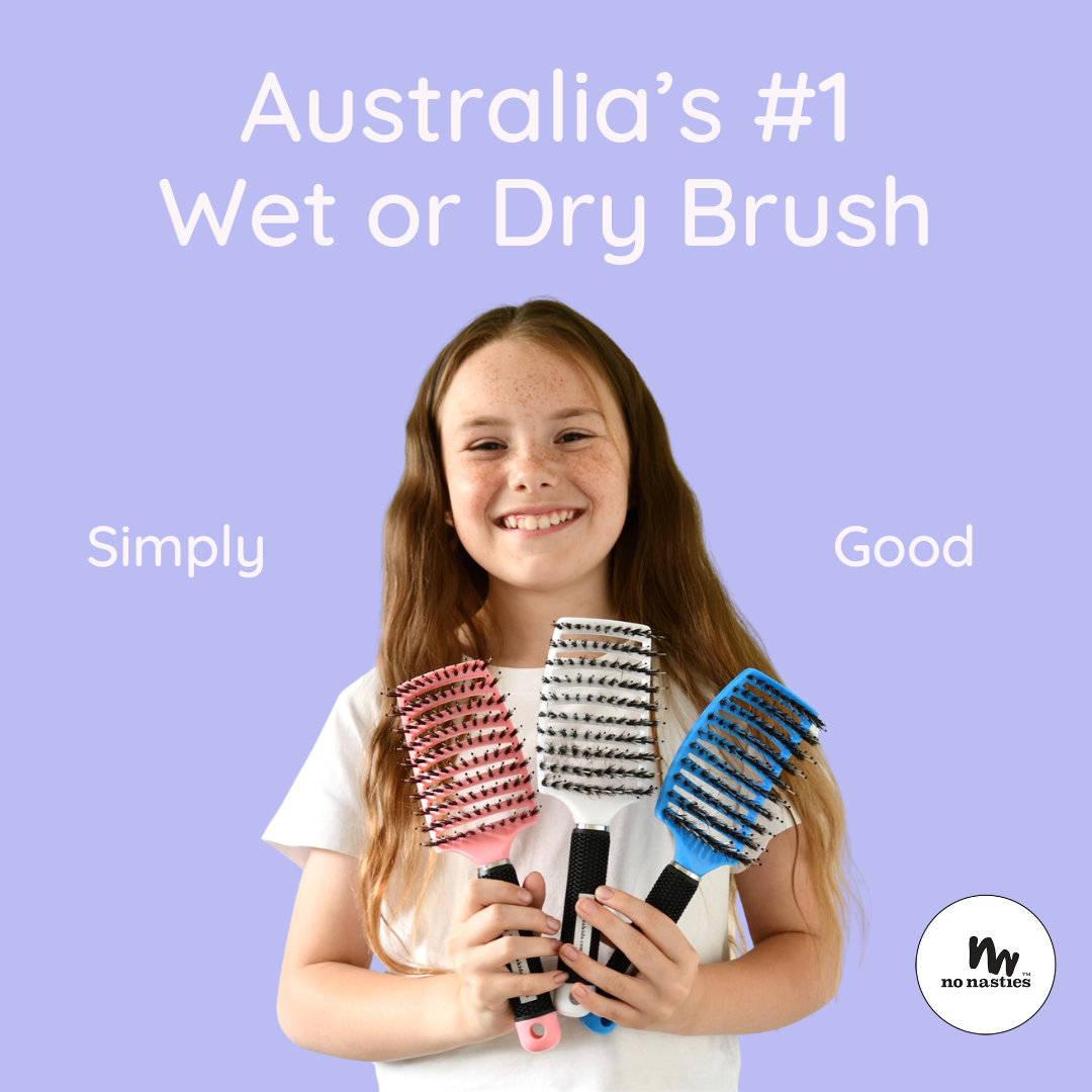 All natural ingredients used in No Nasties Kids detangler hair brush
