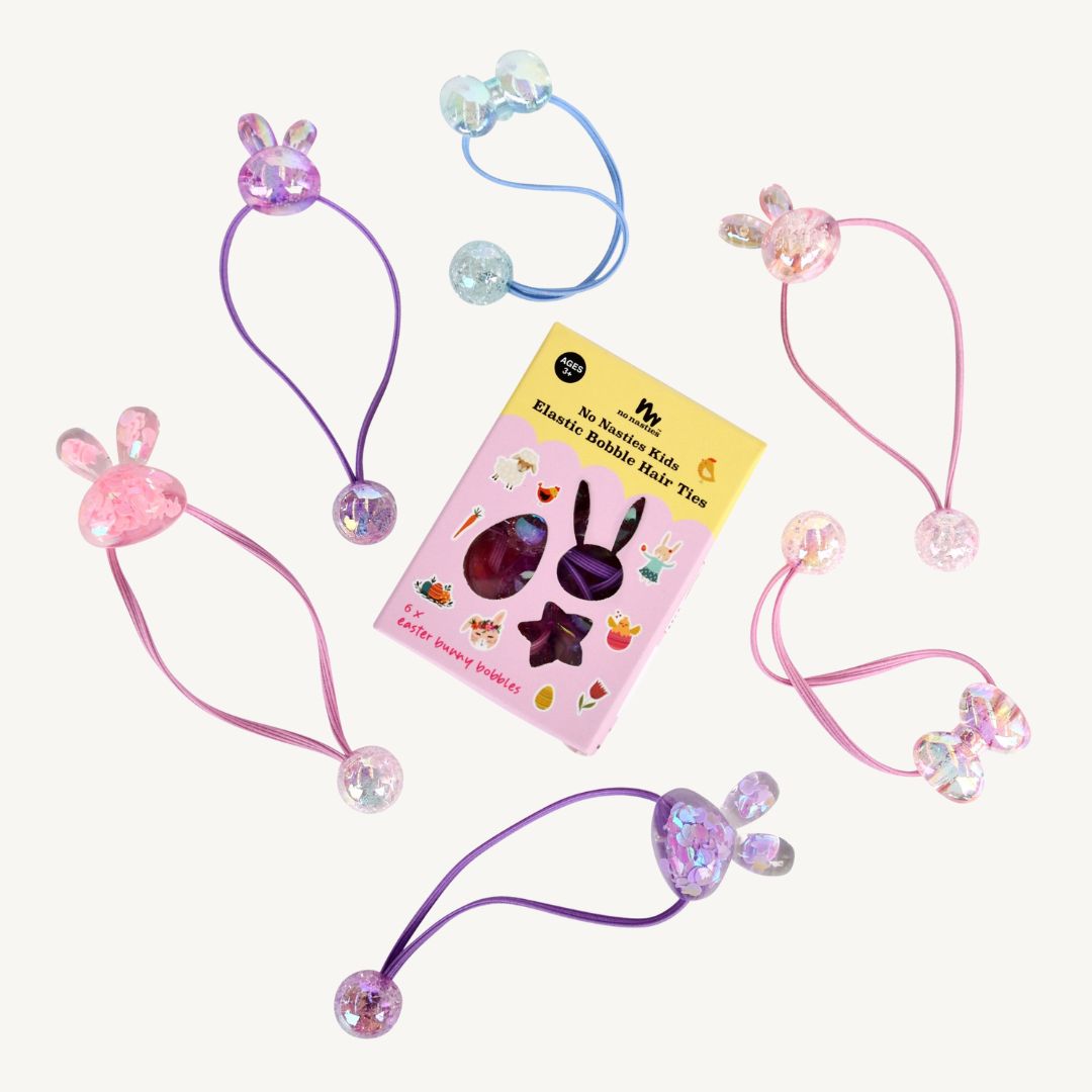 Easter Bunny Bobbles Elastics & Bunny Nail Stickers Gift Set