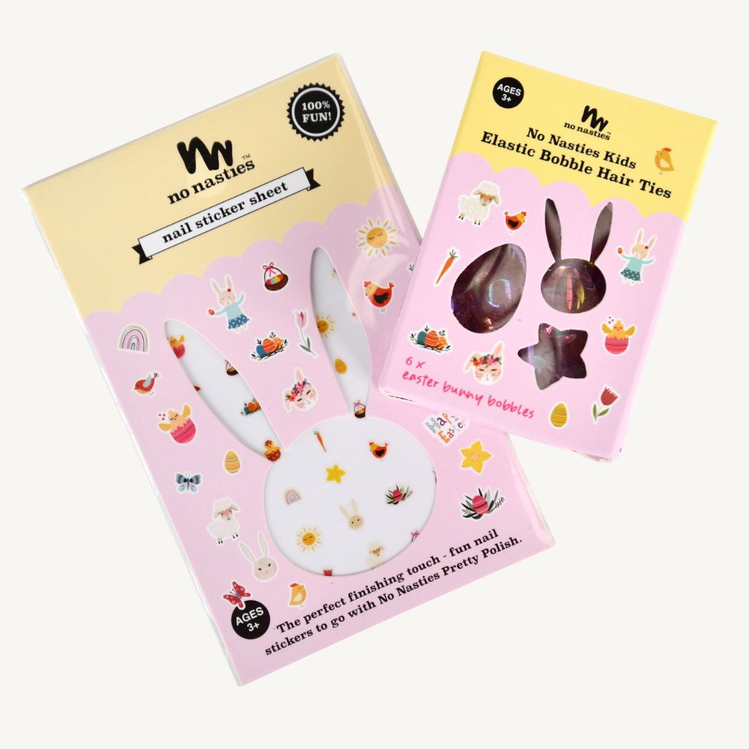 Easter Bunny Bobbles Elastics & Bunny Nail Stickers Gift Set