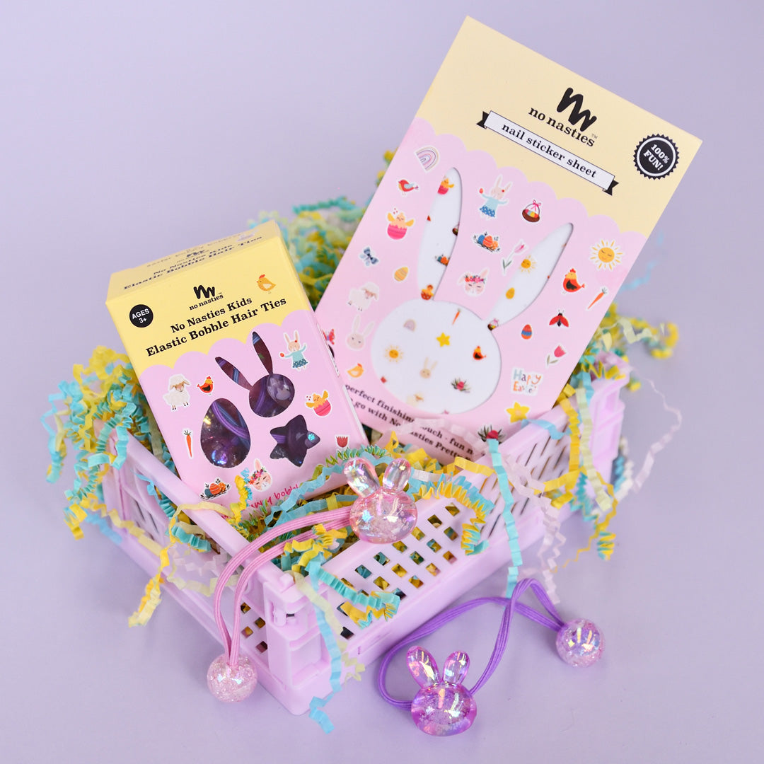 Easter Bunny Bobbles Elastics & Bunny Nail Stickers Gift Set
