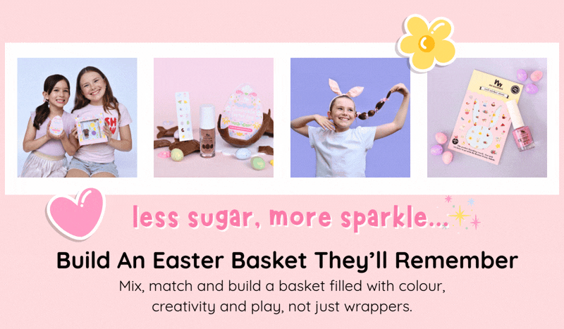Easter gifts for kids from No Nasties Kids on pink background