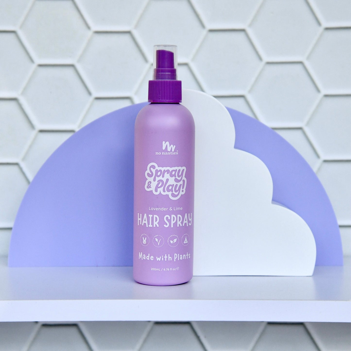No Nasties Kids Plant Based Alcohol Free Hair Spray in Calming Lavender and Fresh Lime 200ml