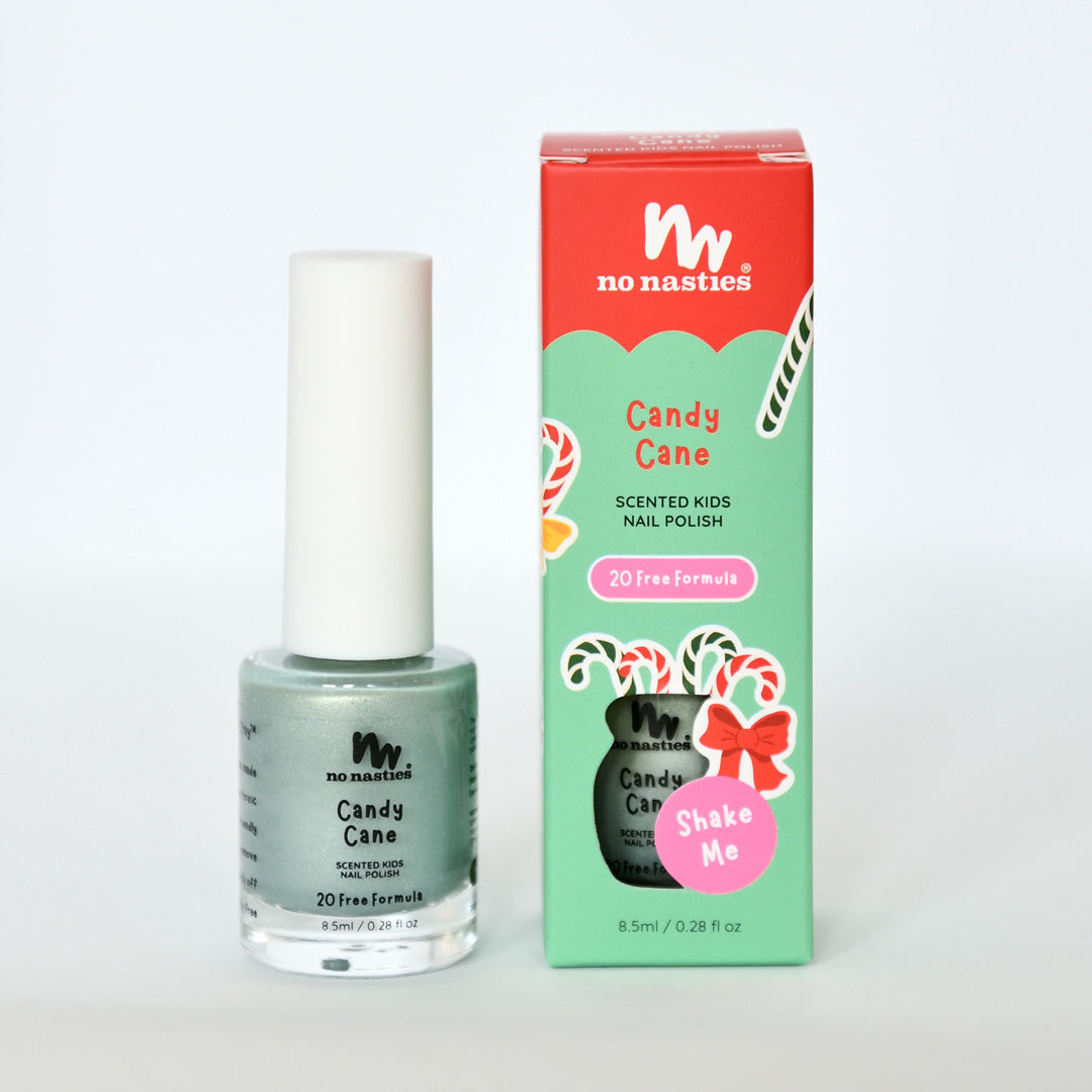 Limited Edition Christmas Candy Cane Scented Kids Polish - Shimmery Pastel Green