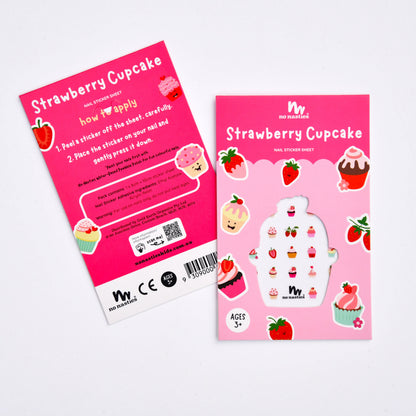 Strawberry Cupcake sticker set with pink packaging on a white background