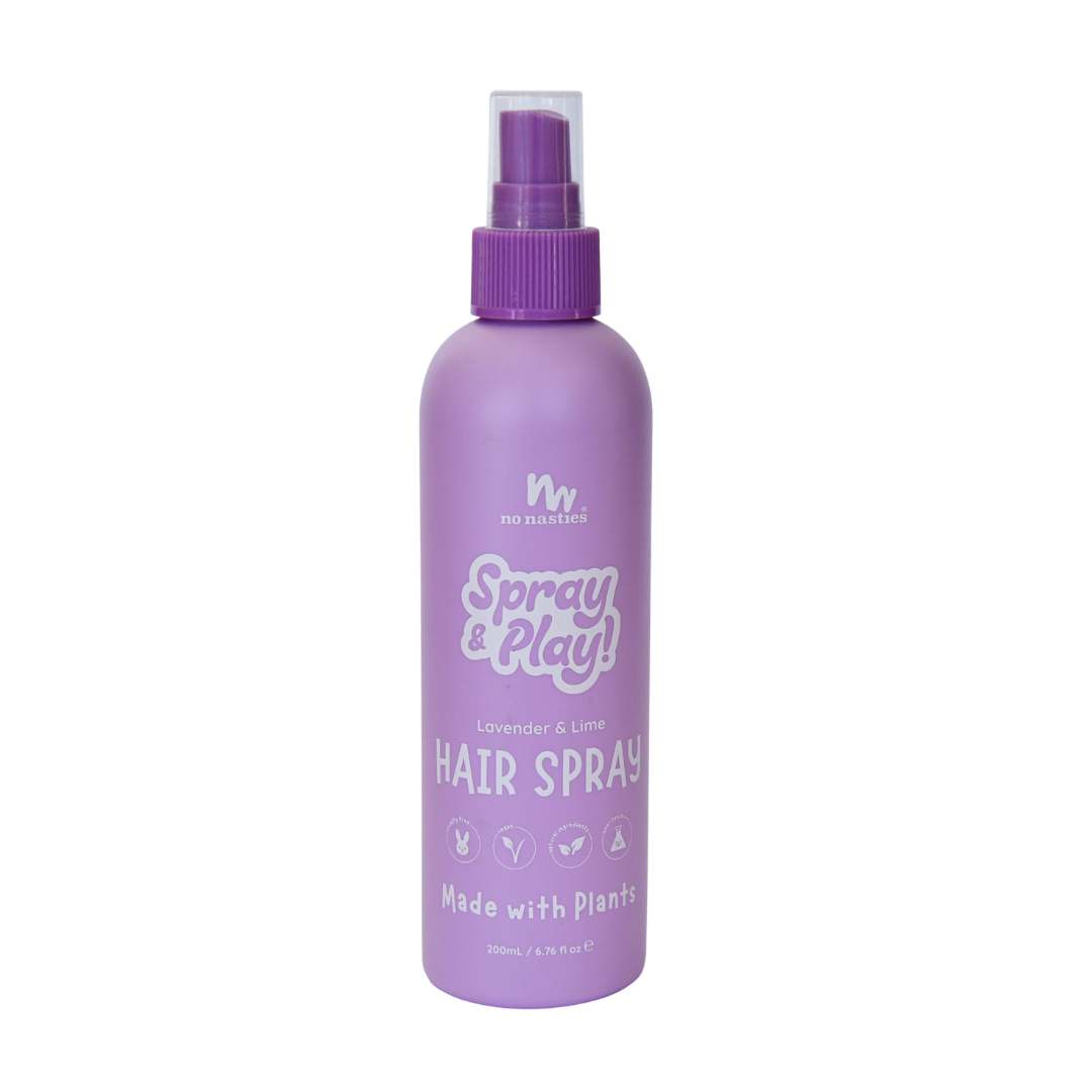 No Nasties Kids Plant Based Alcohol Free Hair Spray in Calming Lavender and Fresh Lime 200ml