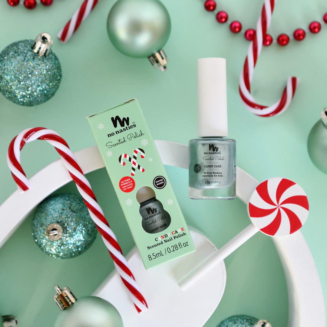 Limited Edition Christmas Candy Cane Scented Kids Polish - Shimmery Pastel Green