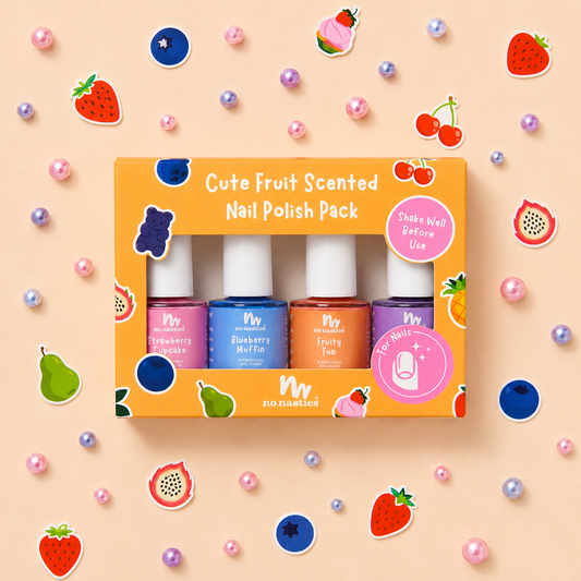 4 Pack Water-Based Scented Cute Fruit Kids Nail Polish Gift Set