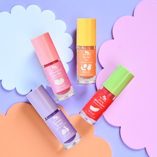 Natural Kids Lip Gloss Set - Strawberry, Watermelon, Fruity Fun, Grape