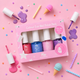 4 Pack Water-Based Kids Nail Polish in Blue, Purple, Pastel Pink and Bright Pink