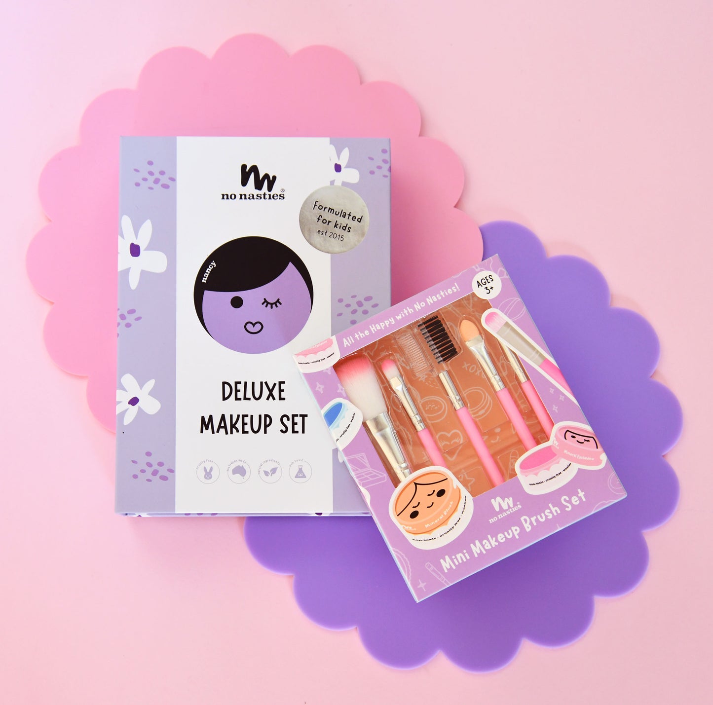 Nancy Purple Kids Natural Makeup Deluxe Box and Mini Brush Set Combo
