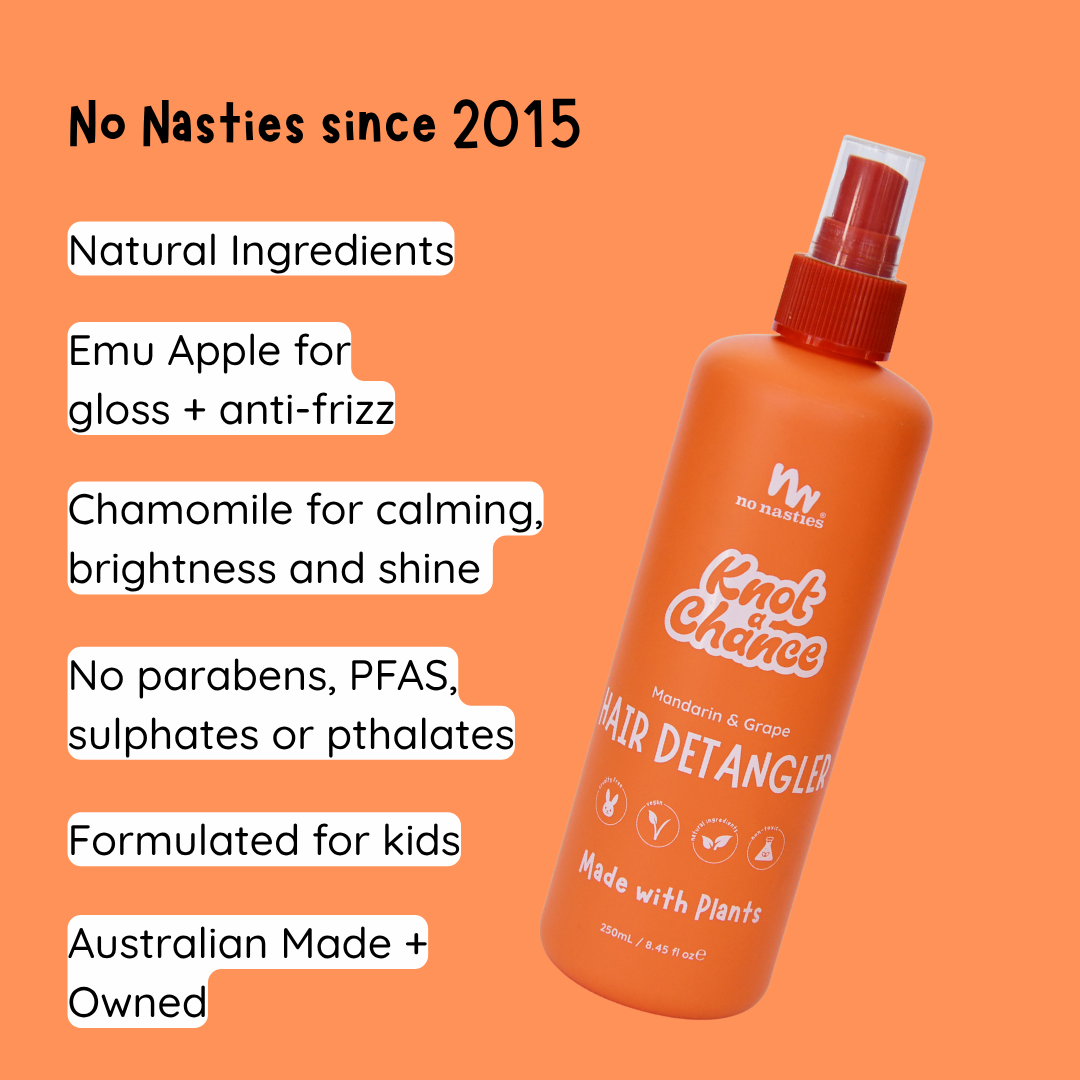No Nasties Kids natural hair tamer detangler spray bottle