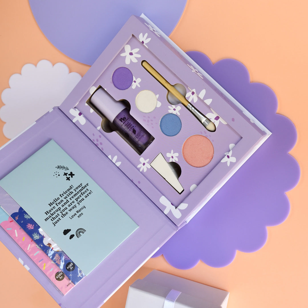 Nancy Purple Kids Natural Makeup Deluxe Box and Mini Brush Set Combo