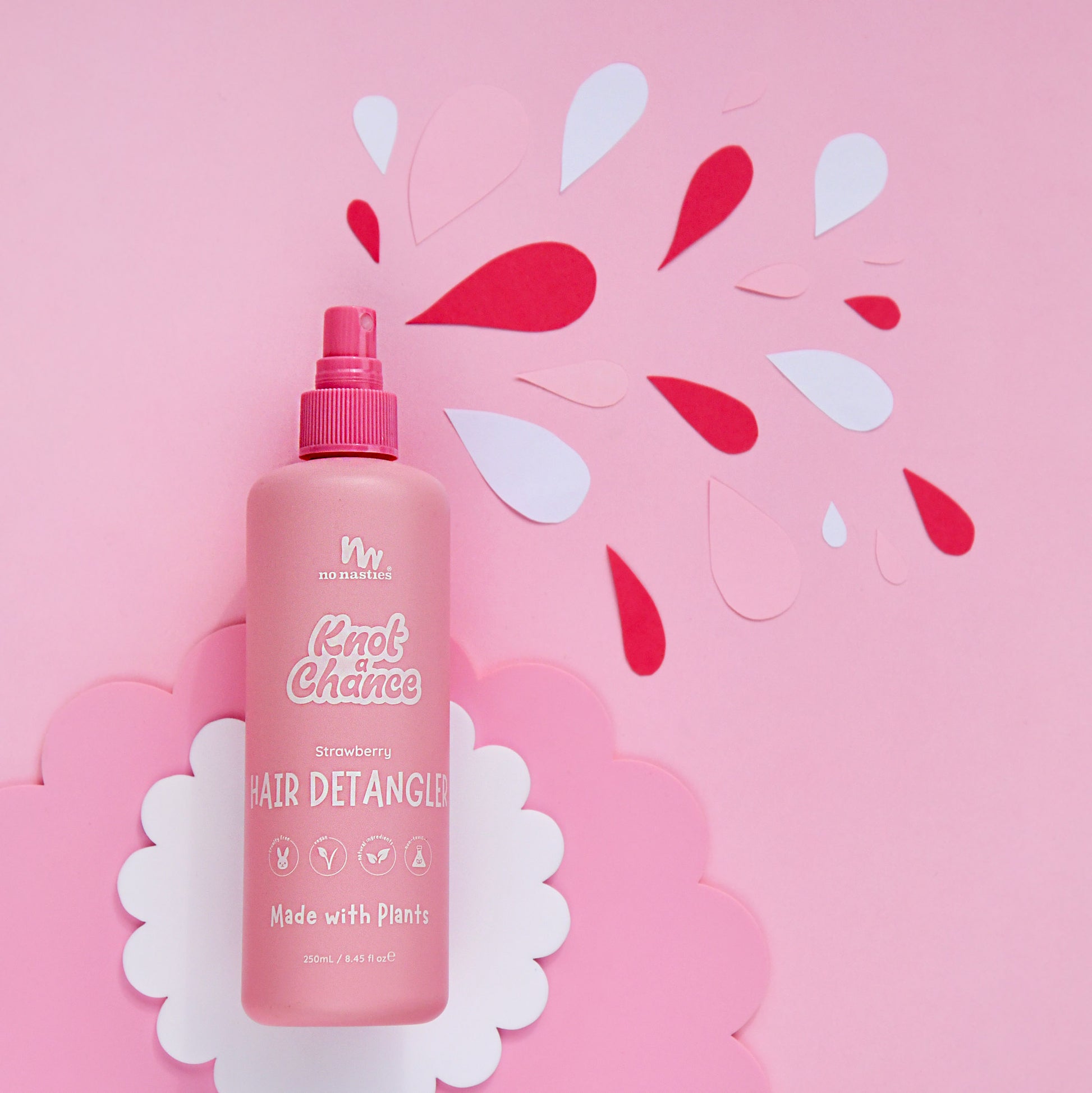No Nasties Kids strawberry hair detangling spray bottle