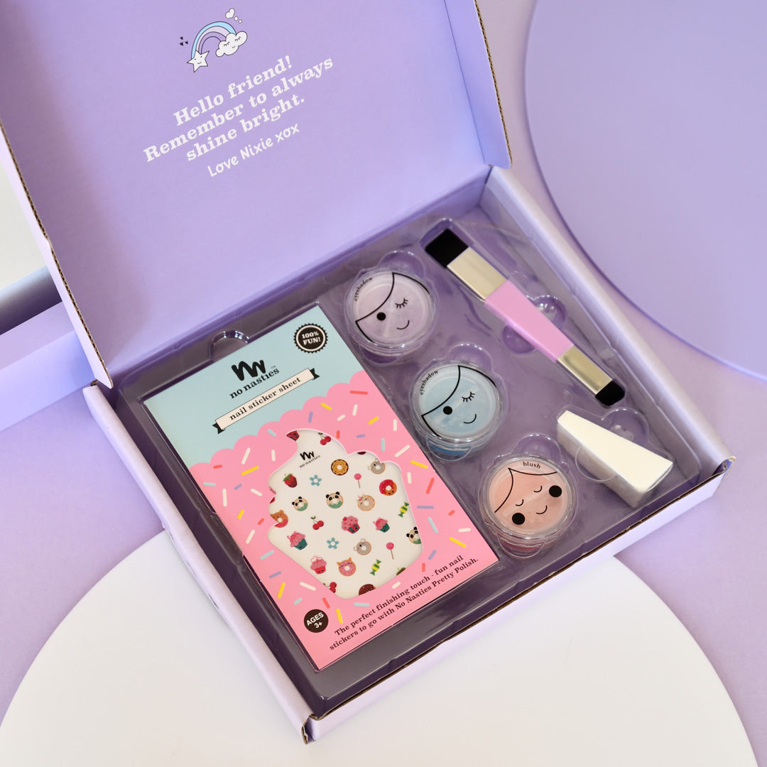 Nixie Purple Kids Makeup Deluxe Box and Twinkle Sprinkle Brush Set