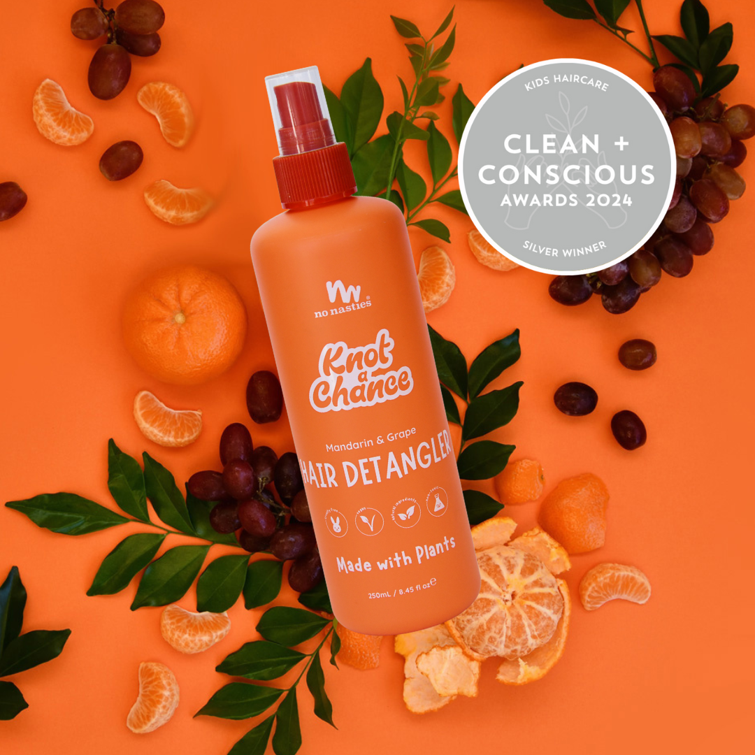 Knot Chance natural hair detangler bottle with Clean and Conscious Award badge
