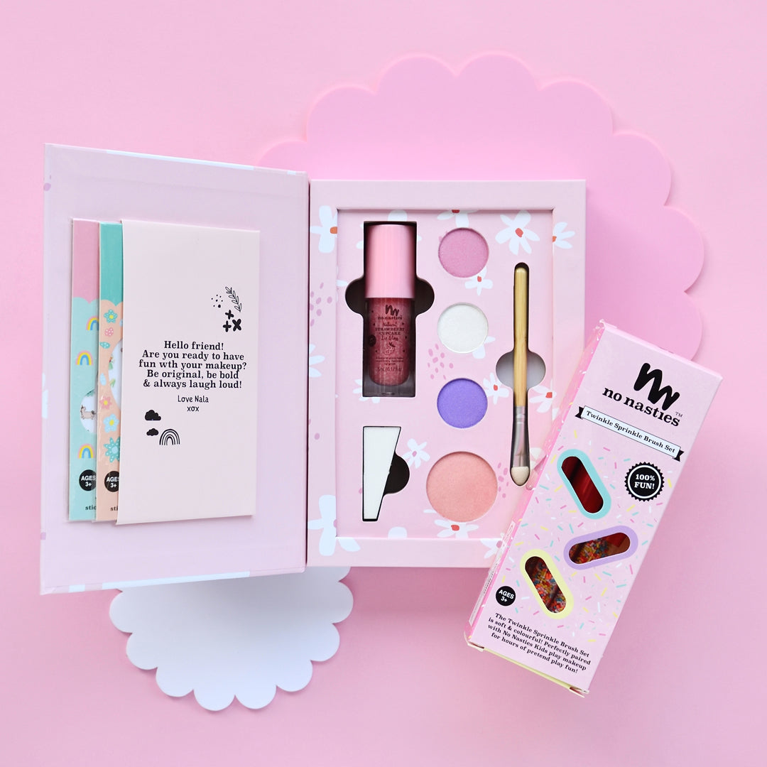 Nala Pink Kids Makeup Deluxe Box and Twinkle Sprinkle Brush Set