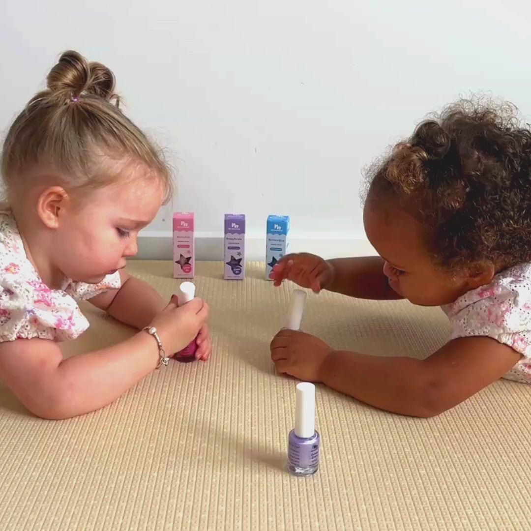 Demo of No Nasties Bright Pink water-based kids nail polish formula