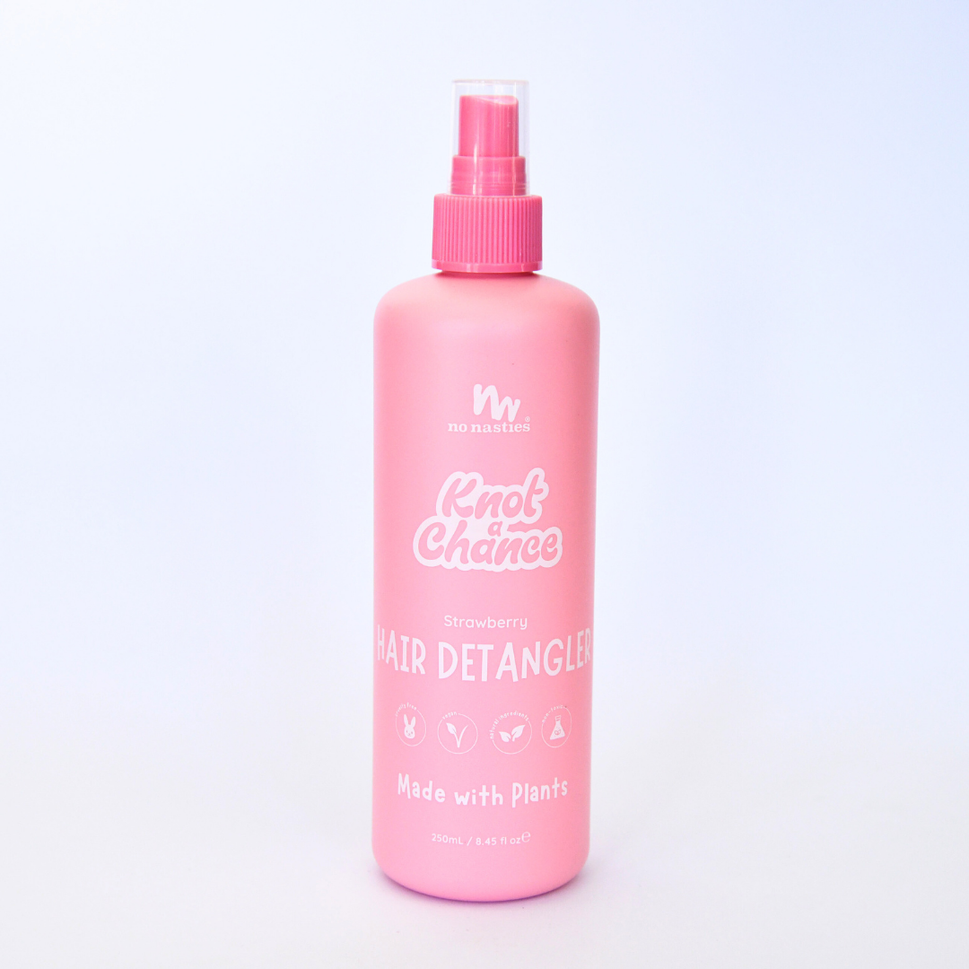 No Nasties Kids strawberry detangler product info card