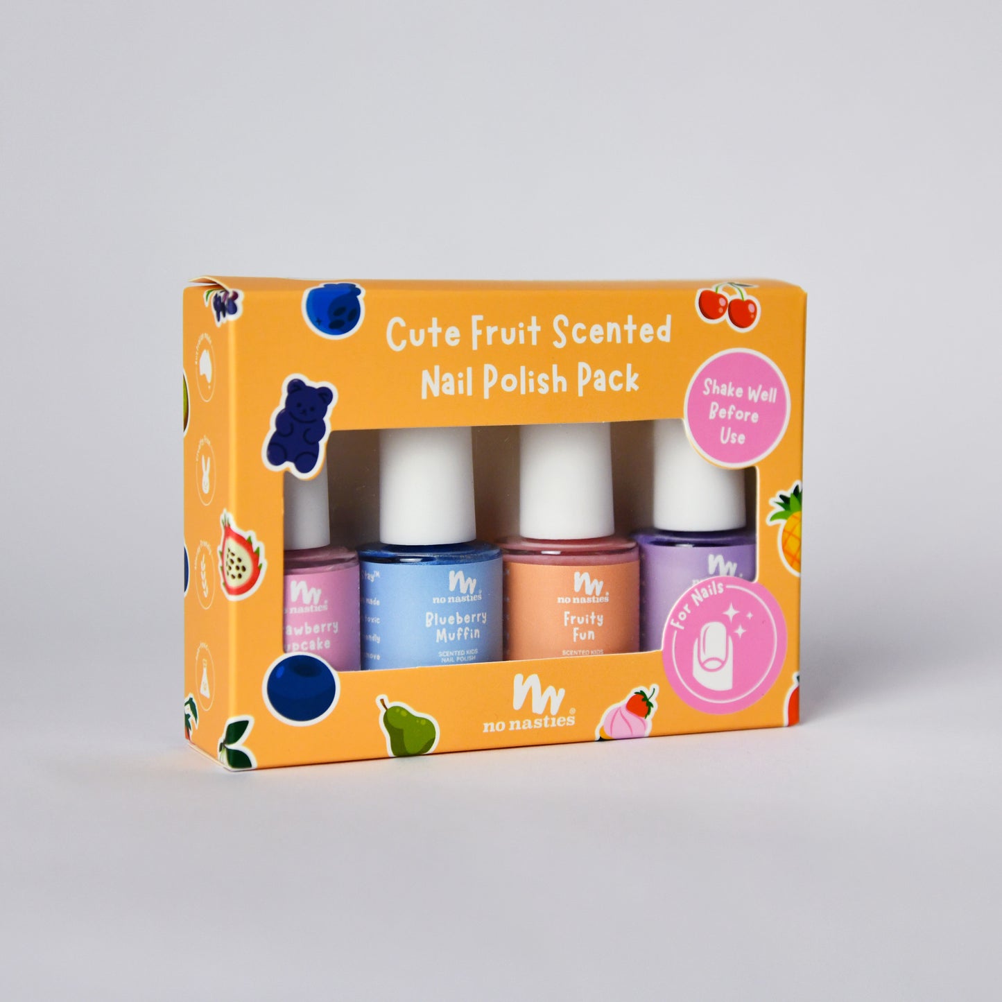 4 Pack Water-Based Scented Cute Fruit Kids Nail Polish Gift Set