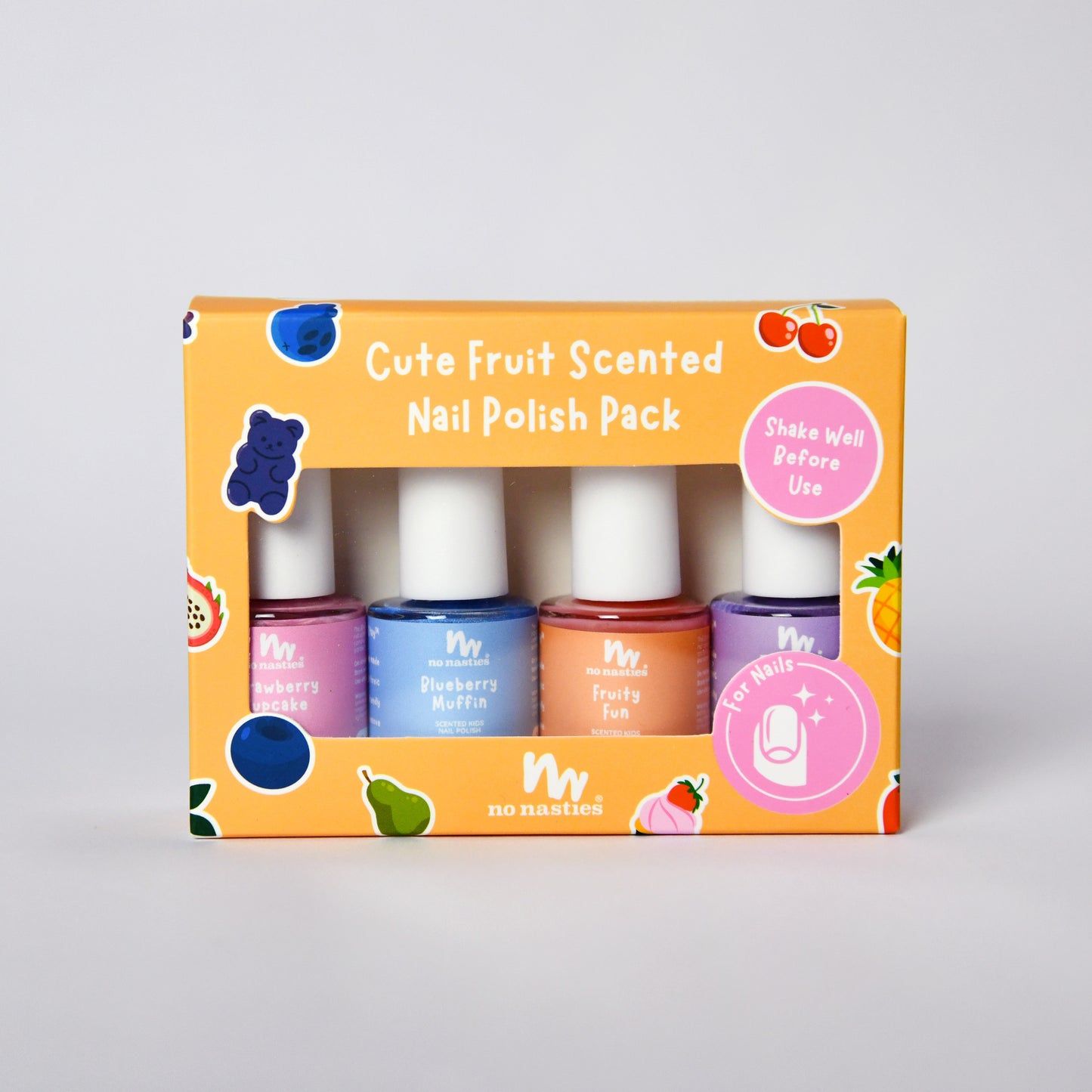 4 Pack Water-Based Scented Cute Fruit Kids Nail Polish Gift Set