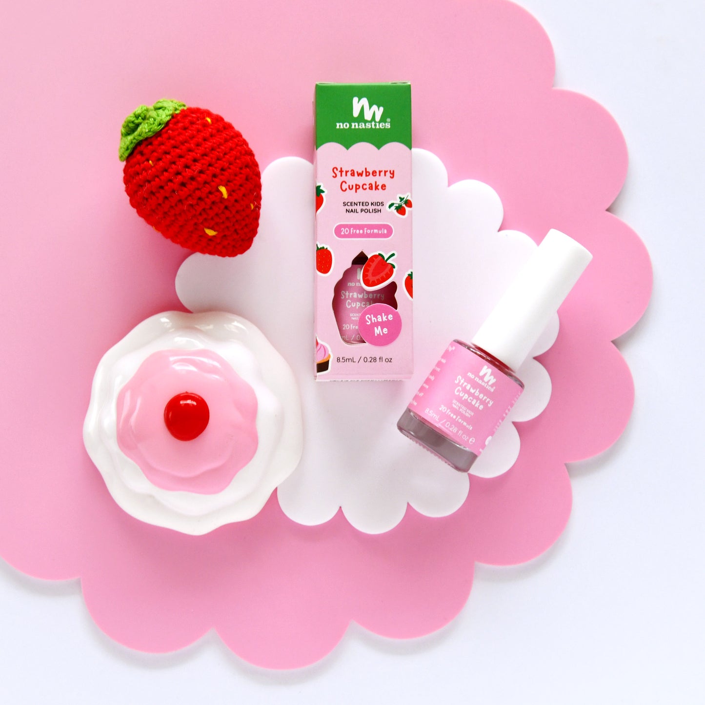 20 FREE Scented Kids Polish Strawberry Cupcake - Pastel Pink
