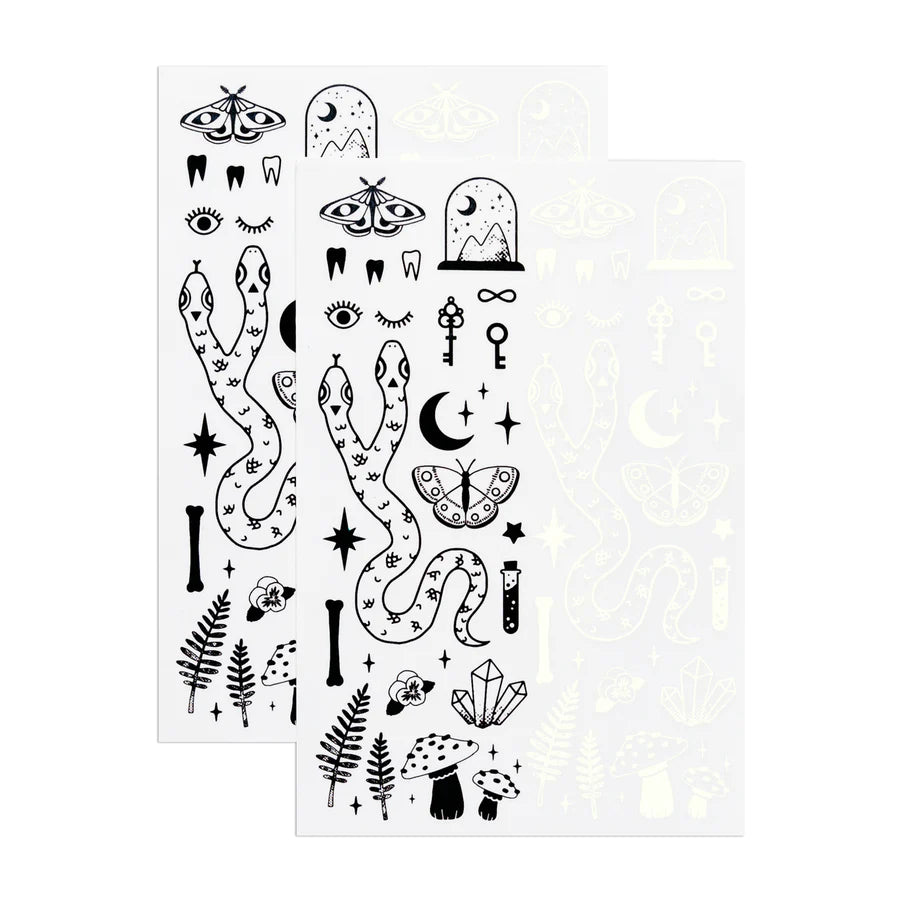 The Curiosities Tattoo Sheet (Glow-in-the-Dark) Temporary Non-Toxic Vegetable Ink