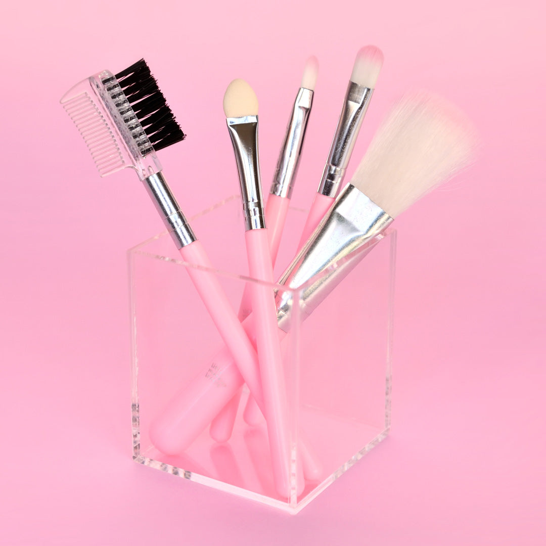 pretty pink makeup brush set 