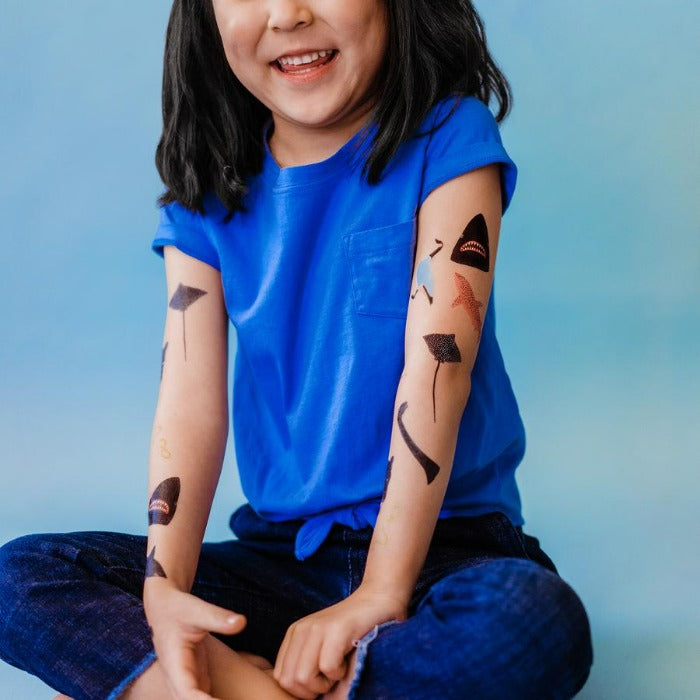 Animal kids tattoos with vegetable ink