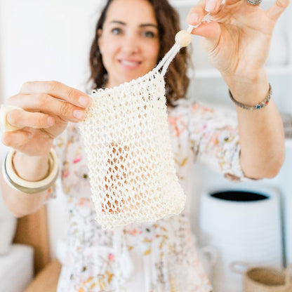 lovely-lady-holding-Sisal-Rope-Soap-Bag